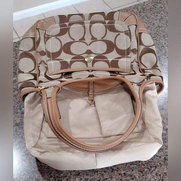 COACH ERGO Brown Signature C Jacquard Leather Monogram  Hobo Bag - Picture 5 of 17